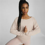 Damen Sweater ohne Kapuze Puma Studio Yogini Lite Lachsfarben