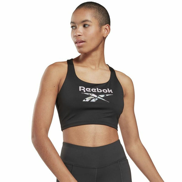 Sport-BH Reebok Yoga Floral Schwarz