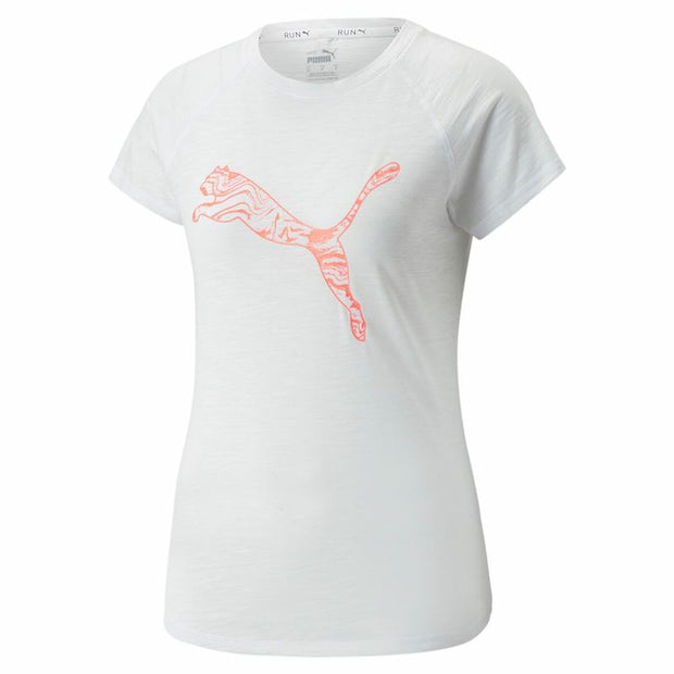 Damen Kurzarm-T-Shirt Puma Run Logo Weiß
