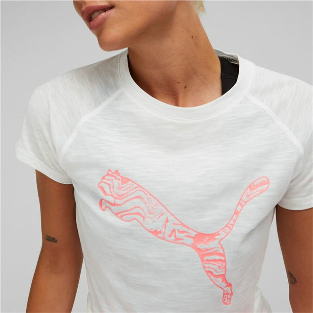Damen Kurzarm-T-Shirt Puma Run Logo Weiß