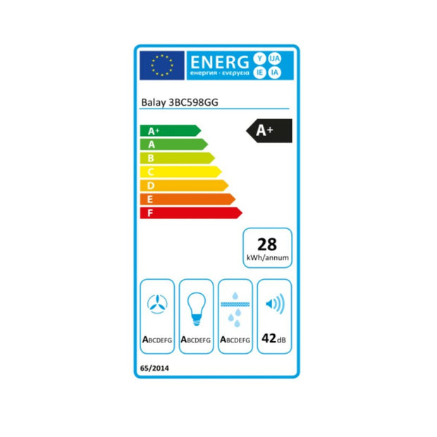 Konventioneller Rauchfang Balay 3BC598GG 90 cm 840 m3/h 55 dB 163W Grau