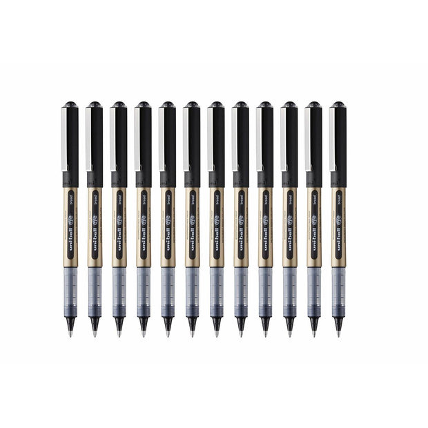 Liquid ink ballpoint pen Uni-Ball Rollerball Eye Broad UB-150 Black 12 Units