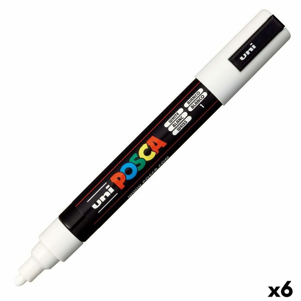 felt-tip pens POSCA PC-5M White 6 Units