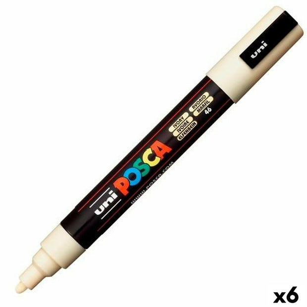 felt-tip pens POSCA PC-5M Ivory (6 Units)