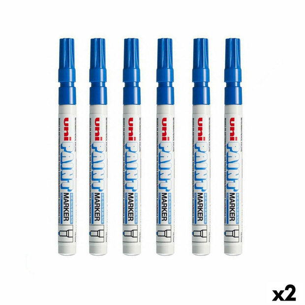 Set of Markers Uni-Ball PX-21L 6 Pieces Blue (2 Units)