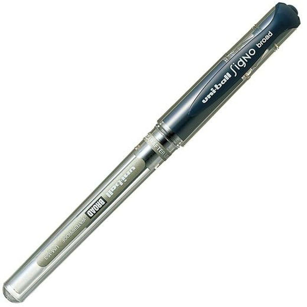 Liquid ink ballpoint pen Uni-Ball Signo Broad UM-153 W Dark blue 12 Units