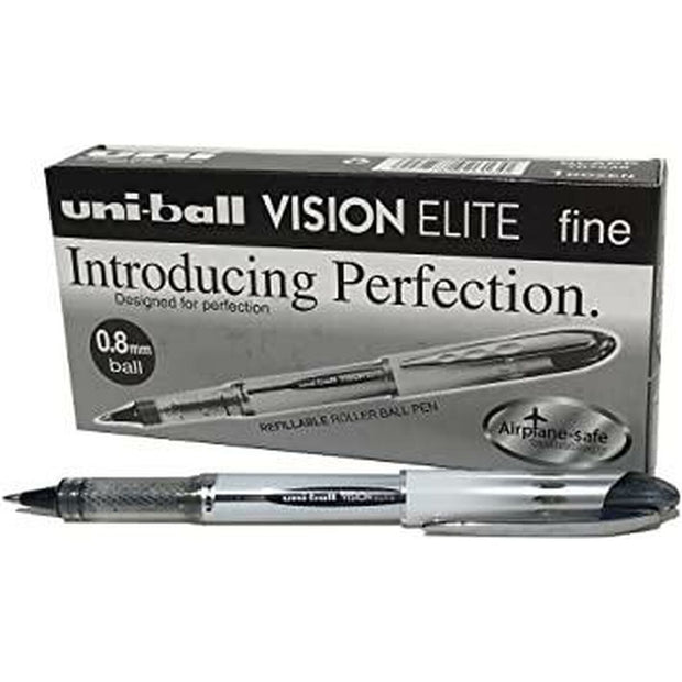 Liquid ink ballpoint pen Uni-Ball Vision Elite UB-200 Black 12 Units