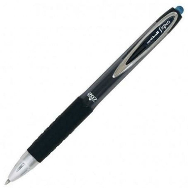 Liquid ink ballpoint pen Uni-Ball Rollerball Signo UM-207 Dark blue 12 Units