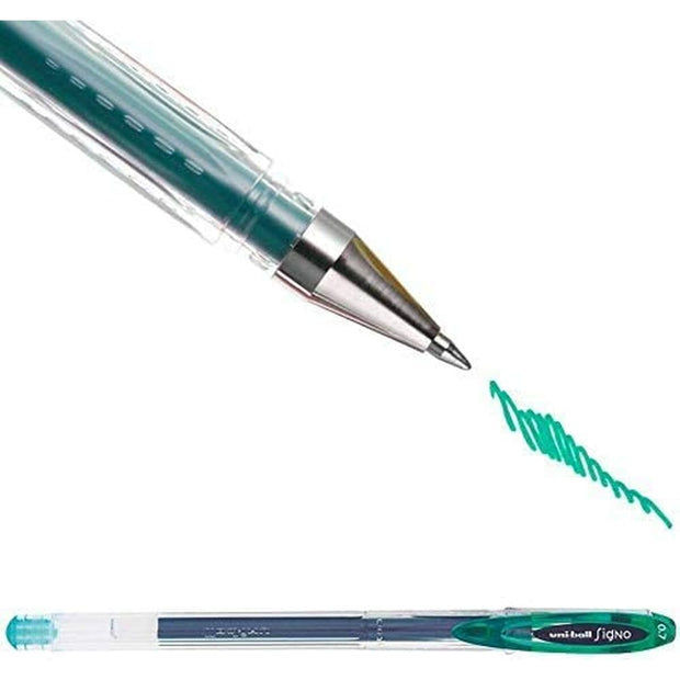 Liquid ink ballpoint pen Uni-Ball Rollerball Signo Basicos UM-120 Green 12 Units