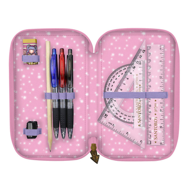 Triple Pencil Case Gorjuss First prize Lilac (45 Pieces)