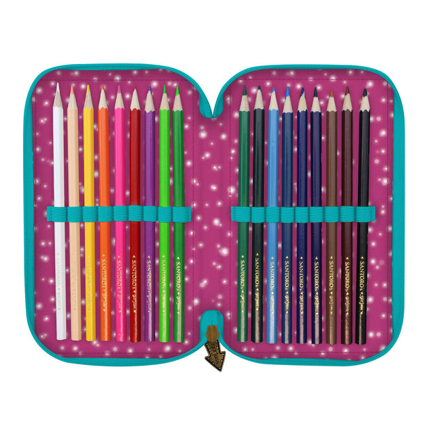 Triple Pencil Case Gorjuss Fireworks Maroon (45 Pieces)