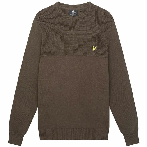 Herren Sweater ohne Kapuze Lyle & Scott V1-Crew Olive