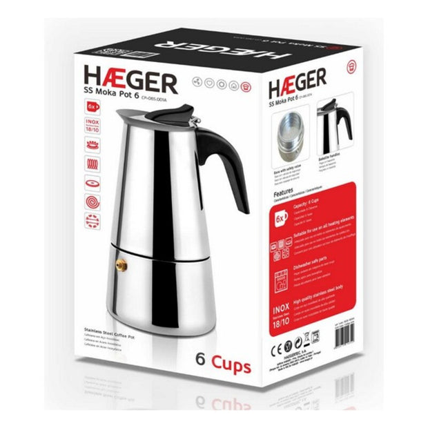 Italienische Kaffeemaschine Haeger Moka Edelstahl 18/10