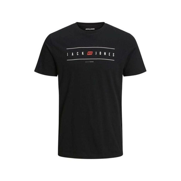 Herren Kurzarm-T-Shirt JJFLAG CREW NECKLAG TEE SS Jack & Jones 12221011 Schwarz