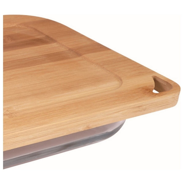 Schale San Ignacio Kristall Deckel Braun Bambus 2,9 L (41 x 25,3 x 1,5 cm) (2 pcs)
