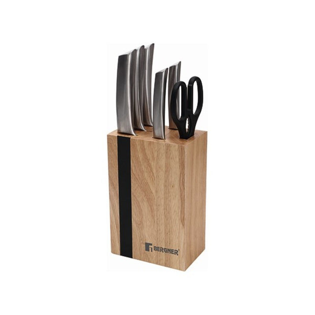Küchenmesserset und Halterung Bergner Keops Holz Edelstahl (6 pcs)
