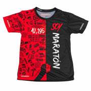 Herren Kurzarm-T-Shirt Kamuabu Soy Maratón Schwarz Rot