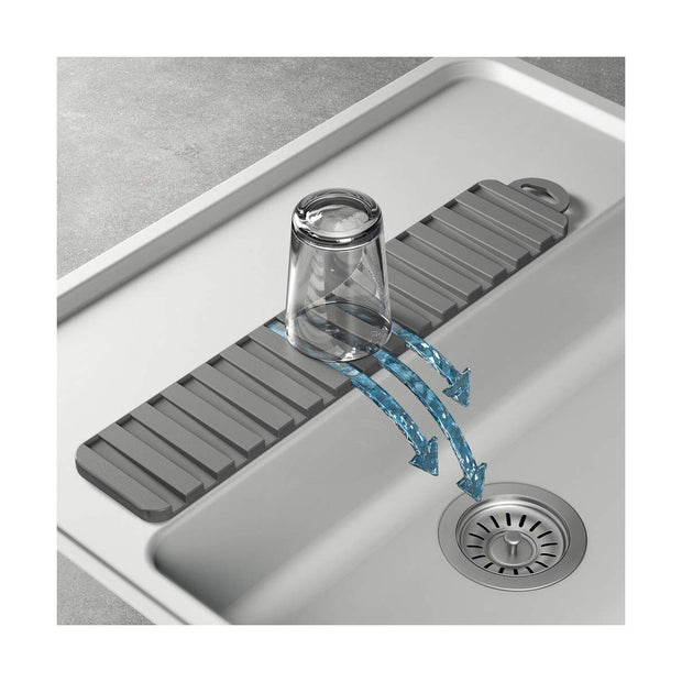 Abtropfsieb für die Spüle Metaltex Gravity slim Grau PEVA (40 x 8 cm)