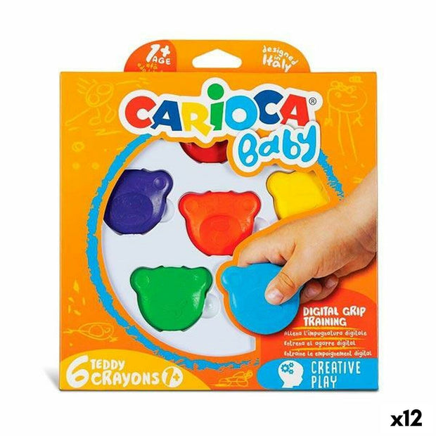 Coloured crayons Carioca Teddy Multicolour 6 Pieces 12 Units