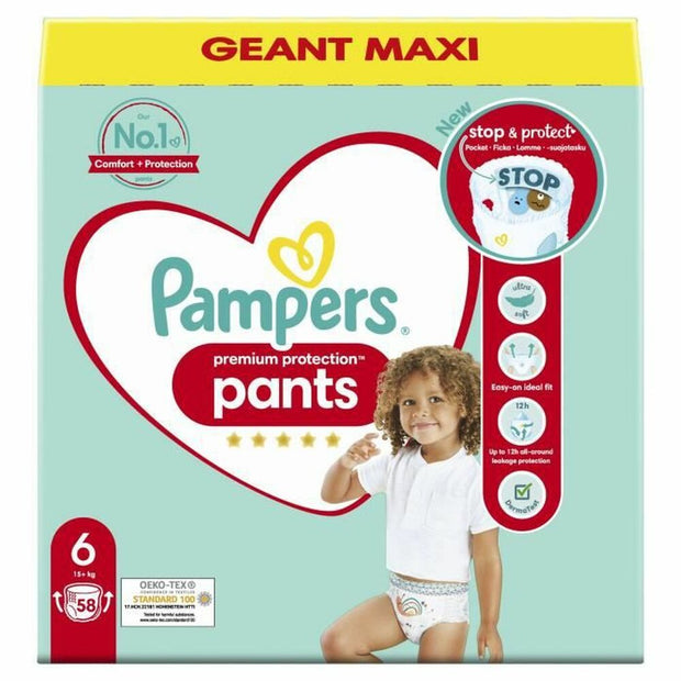 Disposable nappies Pampers Premium Protection 6 Years (58 uds)