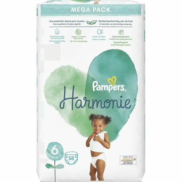 Disposable nappies Pampers Harmonie 6 (58 uds)