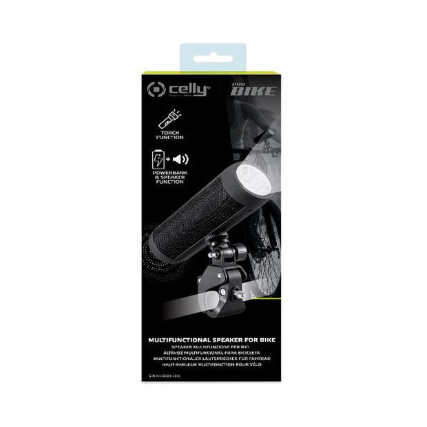 Portable Bluetooth Speakers Celly SPEAKERBIKEBK Power Bank Torch