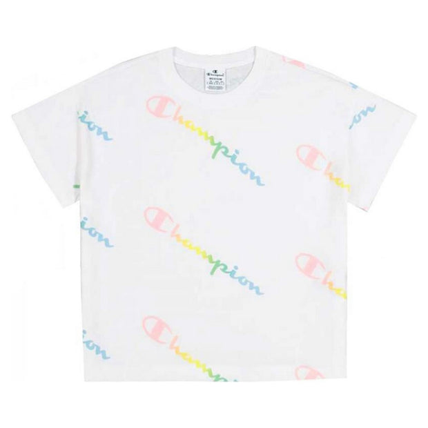 Herren Kurzarm-T-Shirt Champion Crewneck Croptop Größe L Weiß