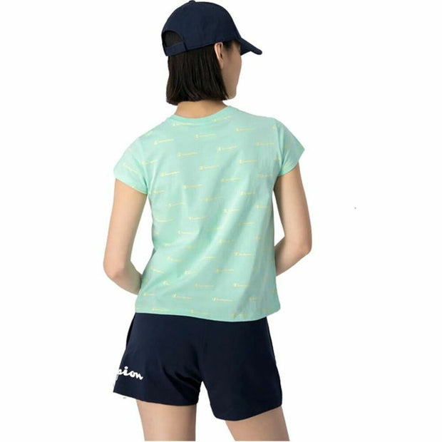 Damen Kurzarm-T-Shirt Crewneck Champion  Croptop Aquamarin