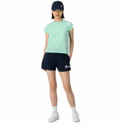 Damen Kurzarm-T-Shirt Crewneck Champion  Croptop Aquamarin