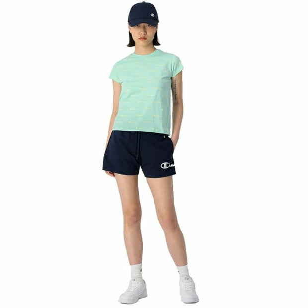 Damen Kurzarm-T-Shirt Crewneck Champion  Croptop Aquamarin