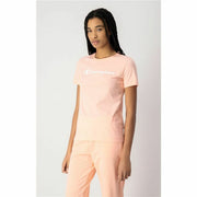 Damen Kurzarm-T-Shirt Champion Big Script Logo Rosa