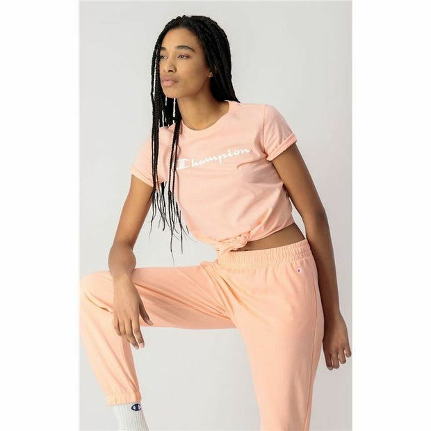 Damen Kurzarm-T-Shirt Champion Big Script Logo Rosa