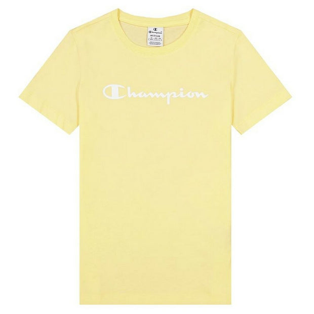 Damen Kurzarm-T-Shirt Champion  Big Script Logo Gelb