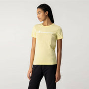 Damen Kurzarm-T-Shirt Champion  Big Script Logo Gelb