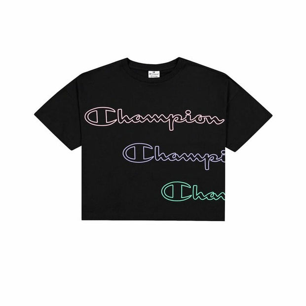 Damen Kurzarm-T-Shirt Champion Crewneck T-Shirt Schwarz