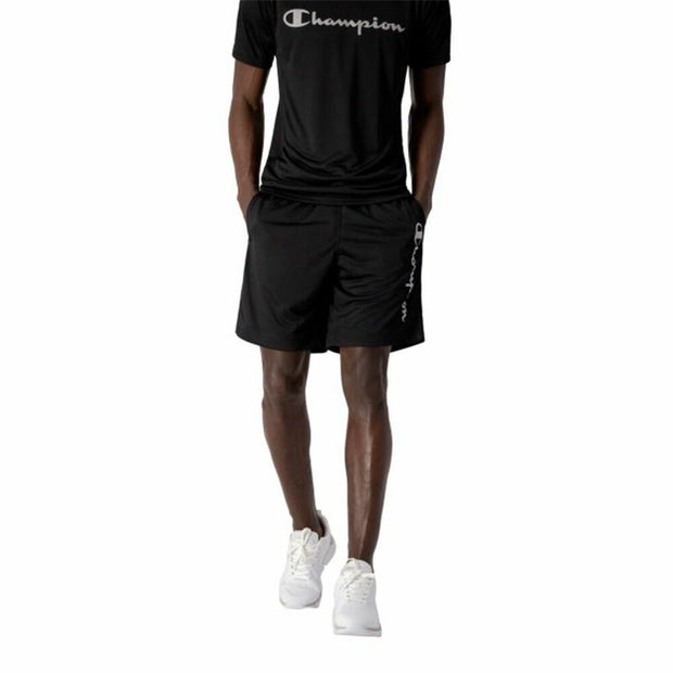 Herren-Sportshorts Champion Script Logo Schwarz