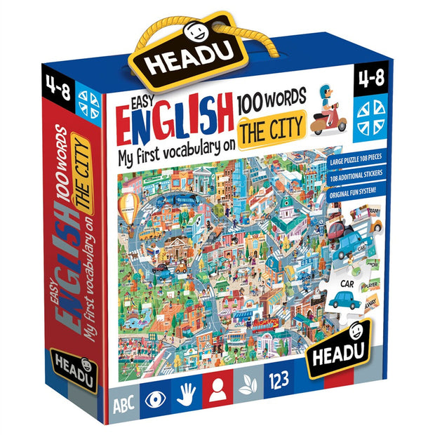 Child's Puzzle HEADU Easy English 100 Words The City	 English