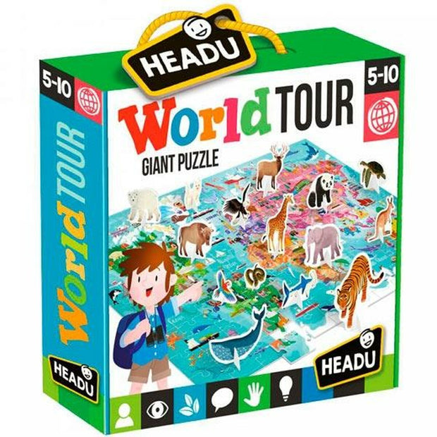 Child's Puzzle HEADU World Tour Giant Puzzle Animals 3D 108 Pieces