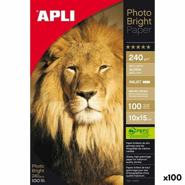 Glossy Photo Paper Apli 100 Sheets 240 g/m² 10 x 15 cm