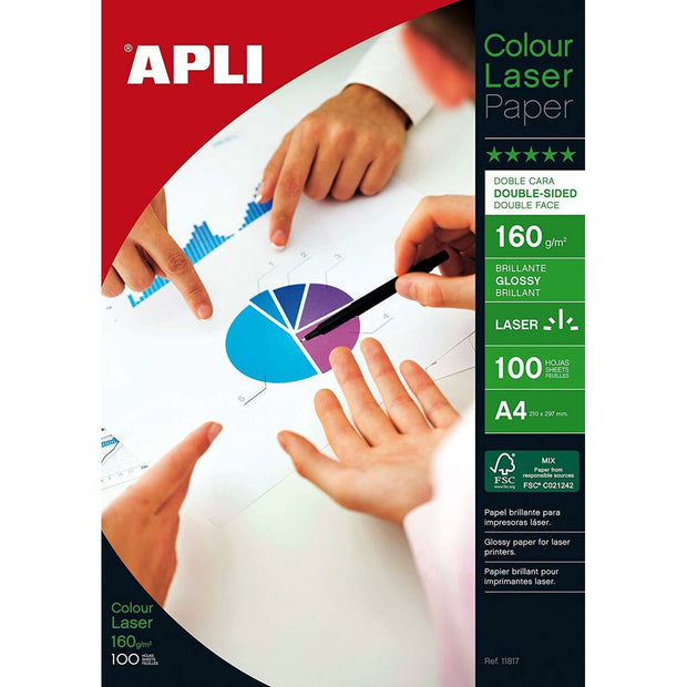 Glossy Photo Paper Apli Laser 100 Sheets Double-sided A4 160 g/m2