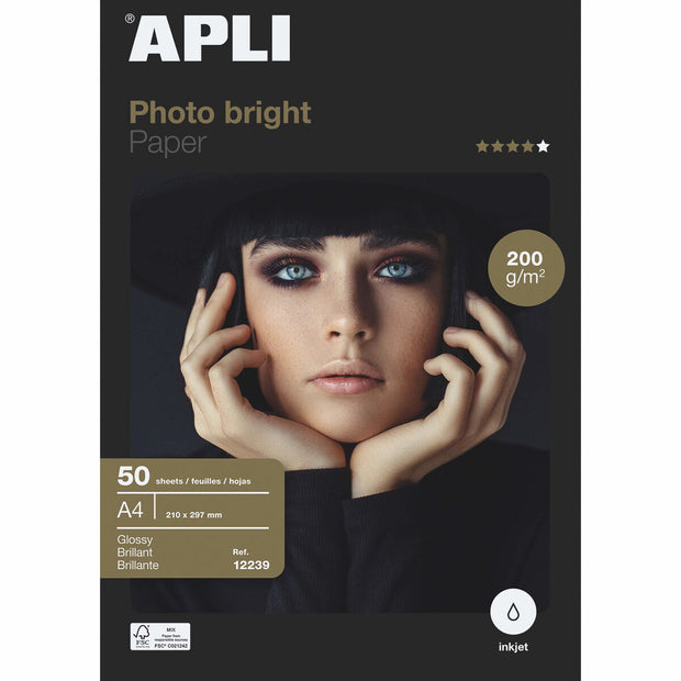 Glossy Photo Paper Apli Inkjet A4 200 g/m²