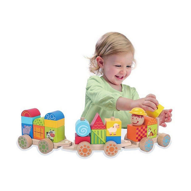 Baby toy Moltó Happy Train 23 Pieces Wood