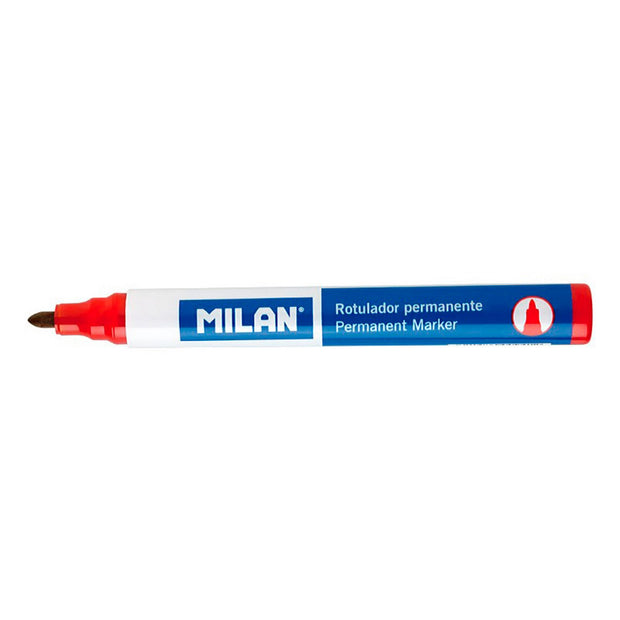 Permanent marker Milan Round tip Red PVC 12 Units (Ø 4 mm)