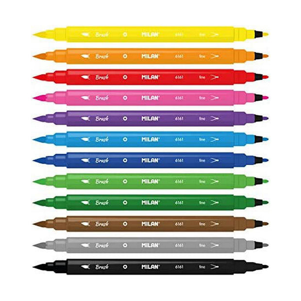 Set of Felt Tip Pens Milan Multicolour Double-ended/Double grading