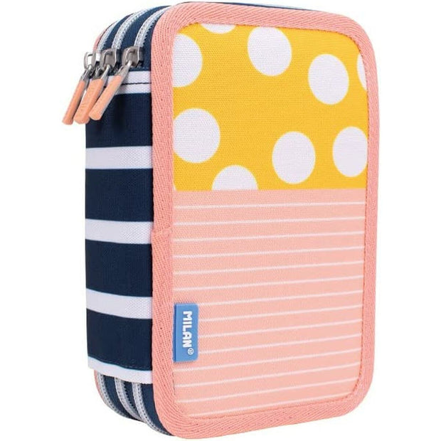 Triple Pencil Case Milan Swins Pink Yellow 19,5 x 13 x 7,5 cm