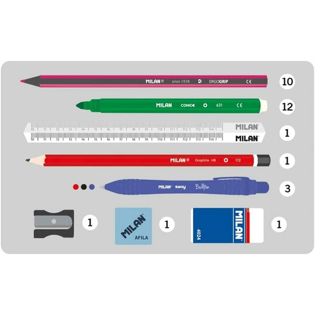 School Case Milan Frutikis Orange Green Accessories 4 compartments 22,5 x 11,5 x 11 cm