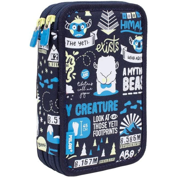 Double Pencil Case Milan The Yeti 19,5 x 13 x 5 cm Navy Blue