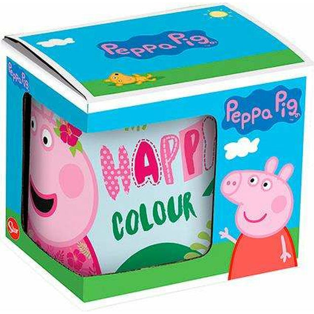 Henkelbecher Peppa Pig Having fun aus Keramik Hellrosa (350 ml)