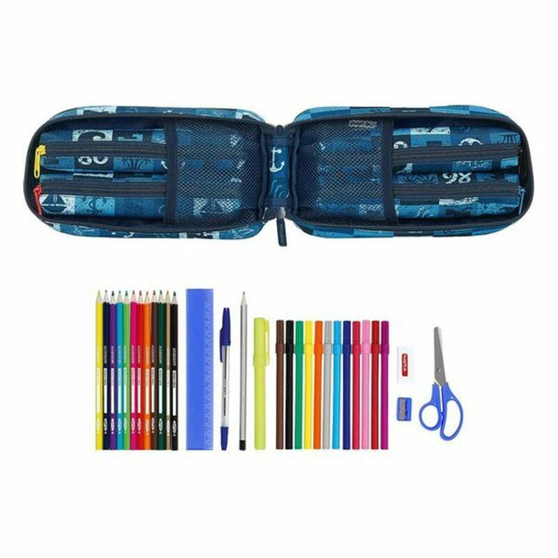 Backpack Pencil Case Safta Blue Vibes (33 Pieces)