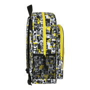 School Bag Minions Black White Yellow (33 x 42 x 14 cm)